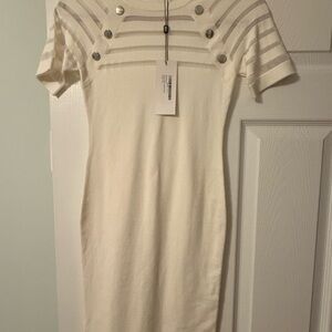 Karen Millen White Mini Dress with Silver Buttons